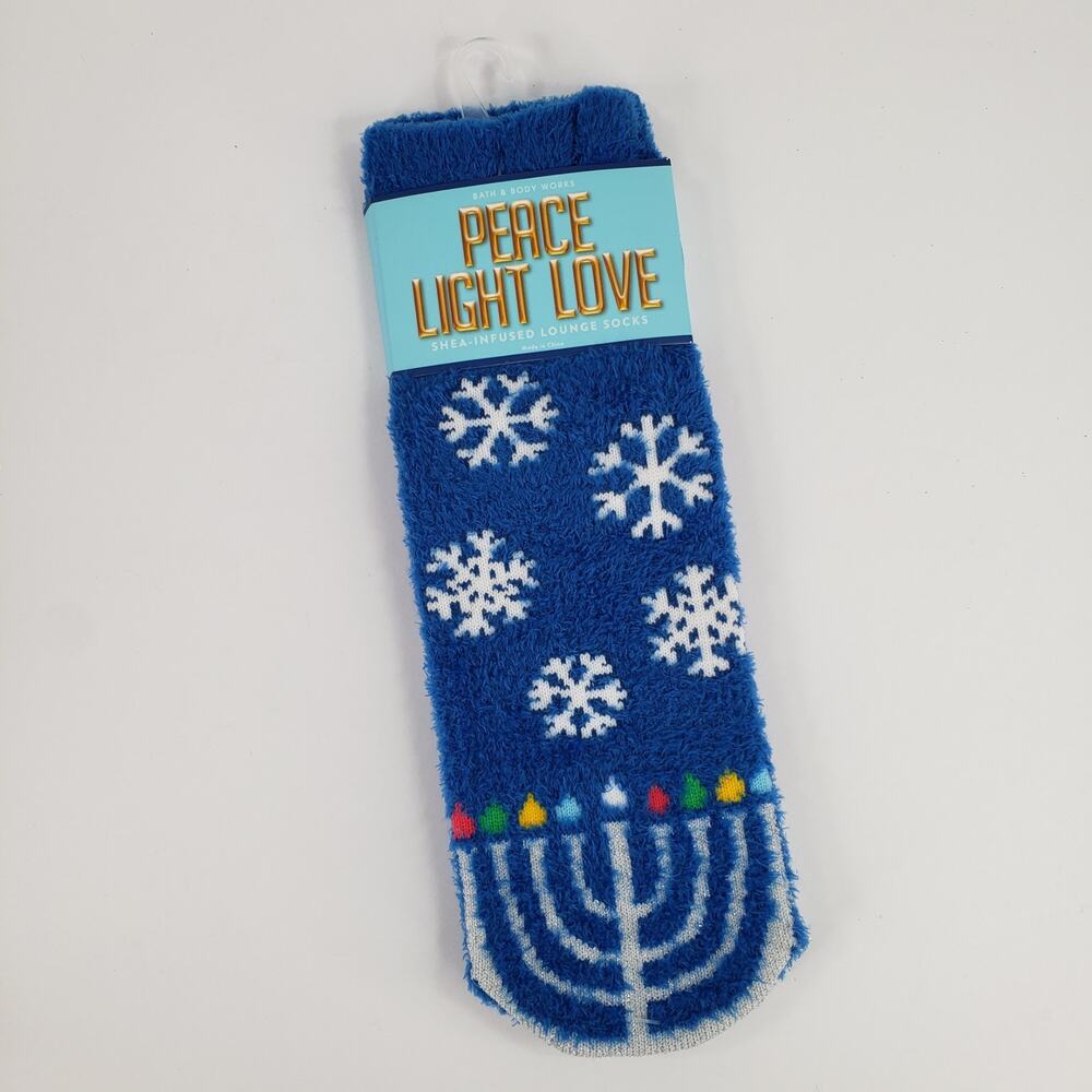 HAPPY HANUKKAH Lounge Socks Shea Infused Bath & Body Works Peace Light Love